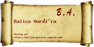 Balics Auróra névjegykártya